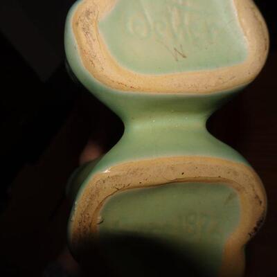 Weller Pottery 1936 Green Scenic Double Bud Vase