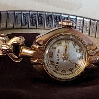 Lot 119: Gold filled Elgin Pocket Watch WORKS, Gold filled Ladies Bulova wristwatch WORKS, Art Deco pocket knife and more!, 