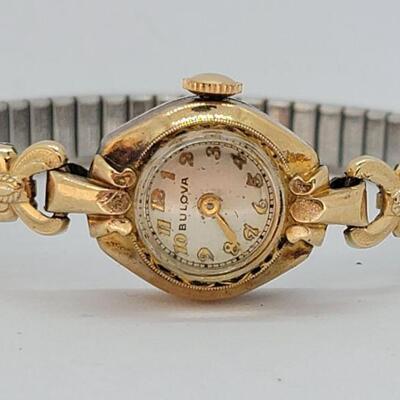 Lot 119: Gold filled Elgin Pocket Watch WORKS, Gold filled Ladies Bulova wristwatch WORKS, Art Deco pocket knife and more!, 