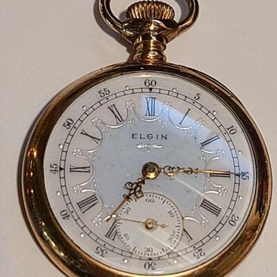 Lot 119: Gold filled Elgin Pocket Watch WORKS, Gold filled Ladies Bulova wristwatch WORKS, Art Deco pocket knife and more!, 