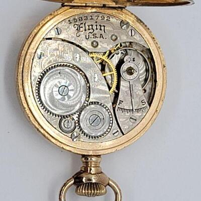 Lot 119: Gold filled Elgin Pocket Watch WORKS, Gold filled Ladies Bulova wristwatch WORKS, Art Deco pocket knife and more!, 