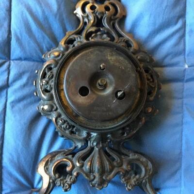 Vintage Metal Mantle Clock with Bronze Finish 13” 