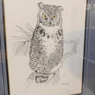 Signed Limited Edition Sketch Pad Print of Owl by Parducci 1975