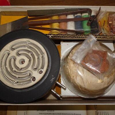 Vintage Trinket Jewelry making Kit, Enameling - needs cord 