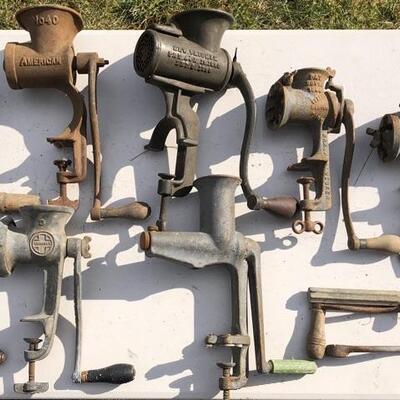 Lot 63 G: 8 Vintage Meat & Food Choppers