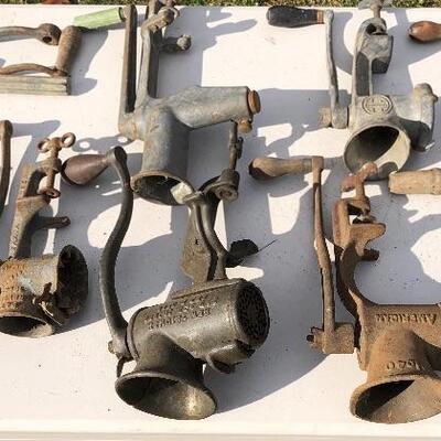 Lot 63 G: 8 Vintage Meat & Food Choppers
