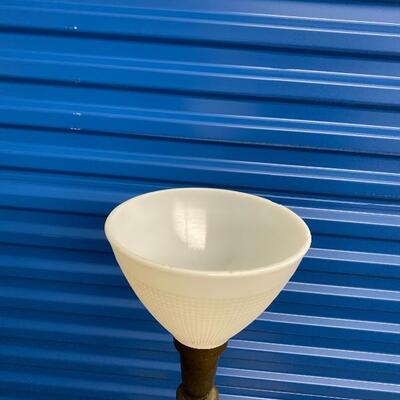 Single Brass Lamp with Milk Glass Shade 