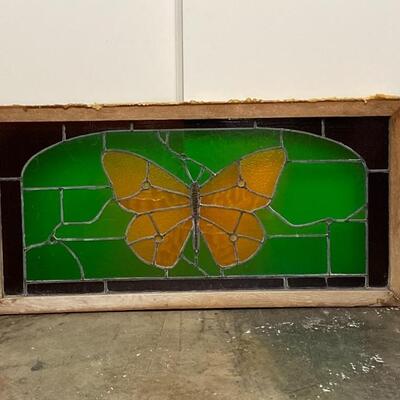 Beautiful Butterfly Stained Glass Window Rescued from an Old Home
