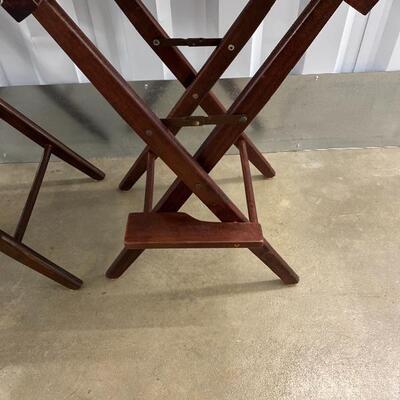 Pair of Pottery Barn Tall Directors Style Bar Stools 