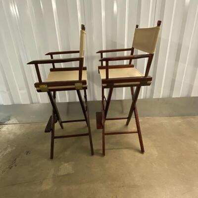 Pair of Pottery Barn Tall Directors Style Bar Stools 