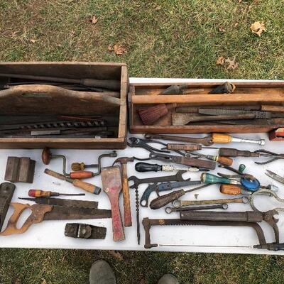 Lot 65 G: Vintage Tool Boxes and Tools