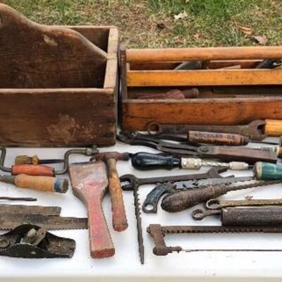 Lot 65 G: Vintage Tool Boxes and Tools