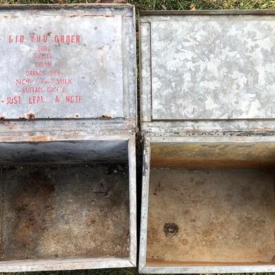 Lot 67 G: Two vintage Abbotts Dairy porch boxes