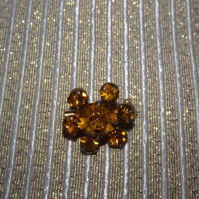 Golden Rod Rhinestone Flower Brooch 