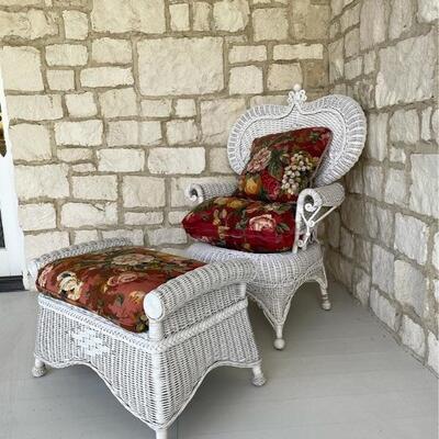 Bar Harbor Wicker Style Chair and Ottoman