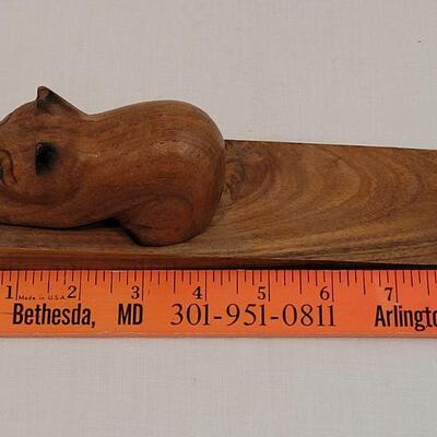 Lot 193: Mid Century Modern Wood Cat Doorstop