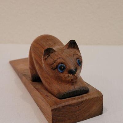 Lot 193: Mid Century Modern Wood Cat Doorstop