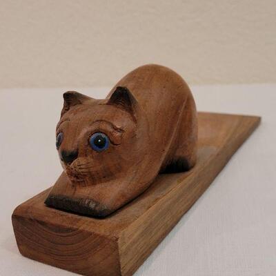 Lot 193: Mid Century Modern Wood Cat Doorstop