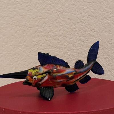 Lot 194: Fitz and Floyd Glass Swordfish with box