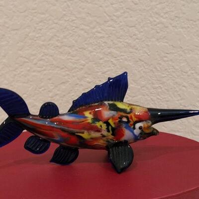 Lot 194: Fitz and Floyd Glass Swordfish with box