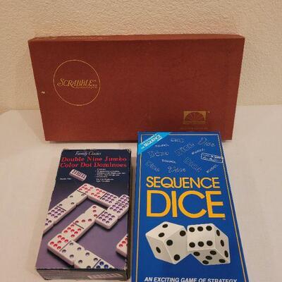 Lot 210: Scrabble, Sequence Dice and Double 9 Dominos 