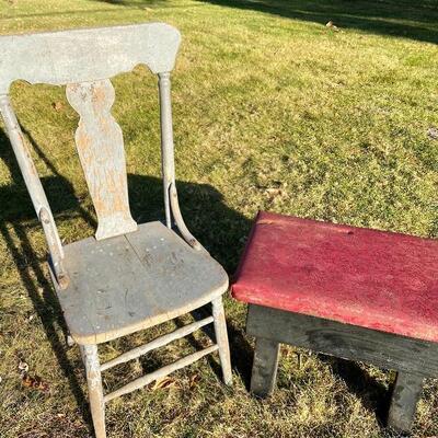 Lot 73: Antique Bench and chair