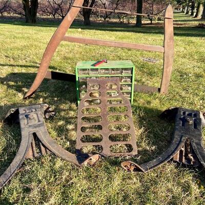 Lot 76: Antique Wheat saw, Tool Caddy, Work Bench Stands and more