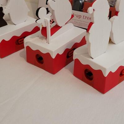 Lot 220: New HALLMARK Animated Snowman Scenes with Light Up Trees - Work Great!