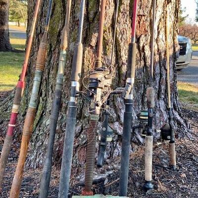 Lot 77: Vintage Fishing poles and more