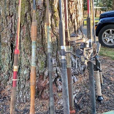Lot 77: Vintage Fishing poles and more