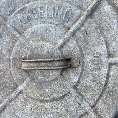 Lot 84: Vintage Galvanized Washing Tin, Wheeling Trash Can & Unfolding work table