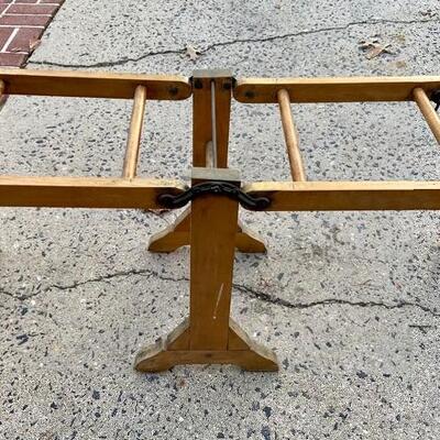 Lot 84: Vintage Galvanized Washing Tin, Wheeling Trash Can & Unfolding work table