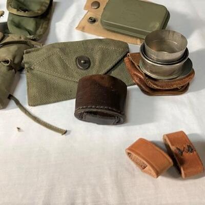 LOT#445: Assorted WWII Vintage Pouches, First Aid Kits
