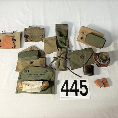 LOT#445: Assorted WWII Vintage Pouches, First Aid Kits