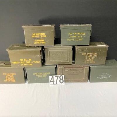 LOT#478: 9 Piece Ammo Can Lot