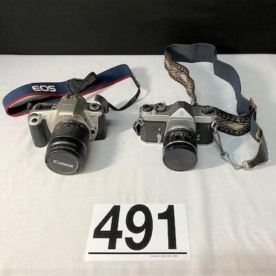LOT#491: Pair of 35mm Cameras (Canon & Pentax)