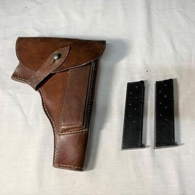 LOT#501: Marked BNZ P38 Holster w/ 2 Magazines