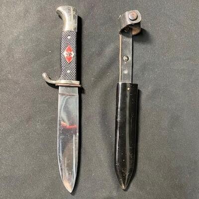LOT#515: WWII Nazi Hitler Youth Knife w/ Scabbard (#1)