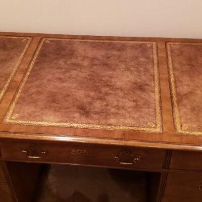 Leather Top Desk with Chair