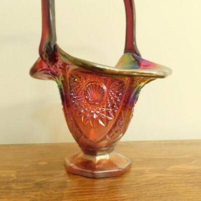 Vintage Carnival Glass Basket 10