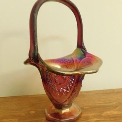 Vintage Carnival Glass Basket 10