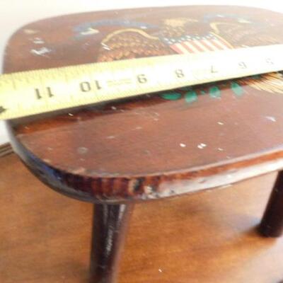 Vintage Solid Wood Foot Stool with American Eagle and Shield 12