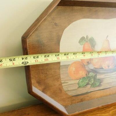 Large Vintage Solid Wood Serving Tray with Still Life Embellishment 24