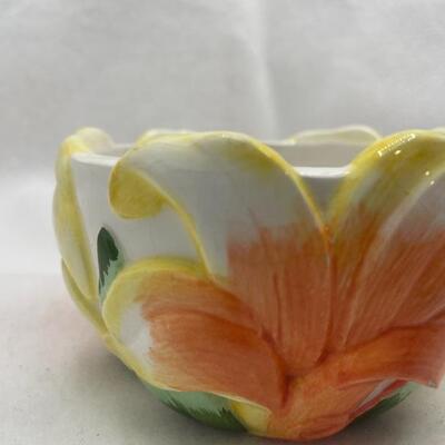 Plate and Avon flower votive holder