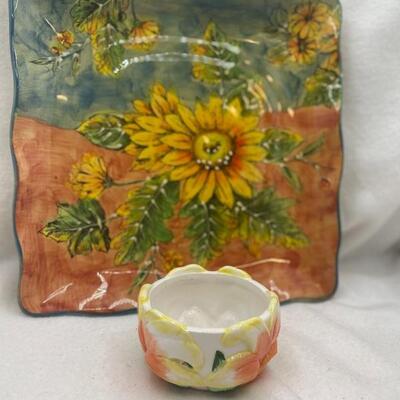 Plate and Avon flower votive holder