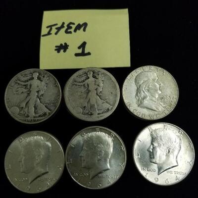 Item (1) Mixed Silver half-dollars