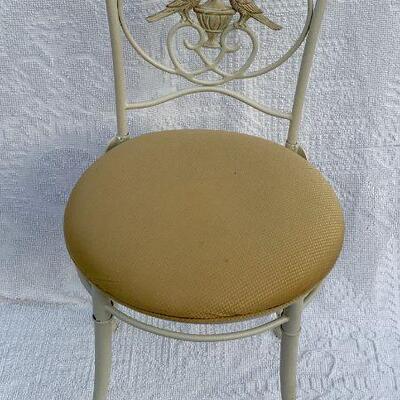 Vintage Metal Hollywood Regency Dressing/Vanity Room Chair with pair of doves YD#020-1220-00018