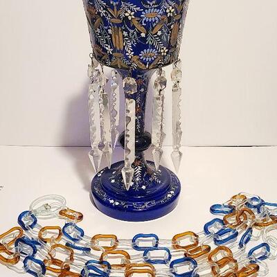 Lot 135: Rare Blown Glass Chain & Victorian Mantle Lustre