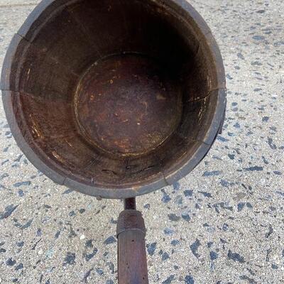 Lot 151: Vintage teak shovel and vintage well bucket