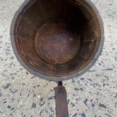 Lot 151: Vintage teak shovel and vintage well bucket